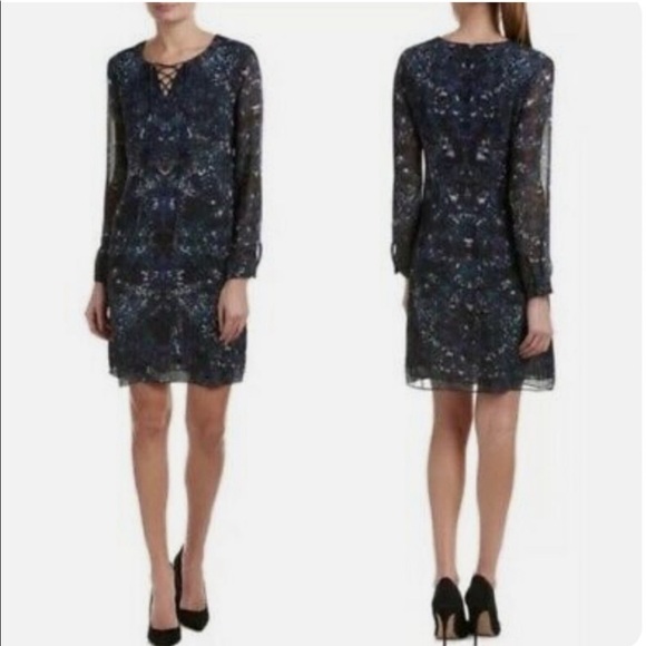 Cabi Size XS 3339 Noel Eternity Damask Print Shift Dress Long Sleeves - Picture 1 of 4